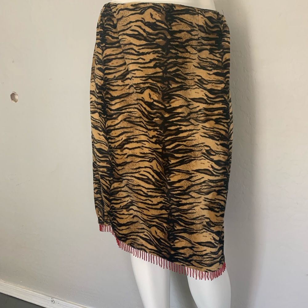 Vintage Eye Candy Tiger faux fur and beaded skirt
